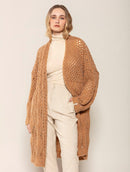 Casaco alongado vazado com mangas de cava quadrada e sem fechamento frontal Biamar