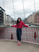 Calça com pregas, bolsos e barra dobrada Biamar