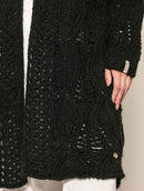 Casaco alongado vazado com mangas de cava quadrada e sem fechamento frontal Biamar