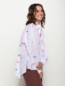 Camisa mullet em algodão com bordados, botões e mangas de cava quadrada Biamar