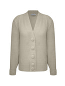 Casaco em fio pluma com decote em “v”, punhos dobrados e fechamento em botões revestidos Biamar