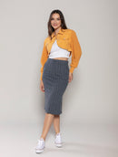 Jaqueta cropped em algodão com botões e mangas de cava posta Urbanity