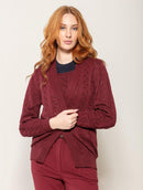 Casaco em algodão com pontos vazados e mangas de cava posta Biamar