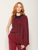 Casaco em algodão com pontos vazados e mangas de cava posta Biamar