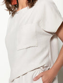 Blusa mullet de gola redonda com bolso e manga curta Biamar