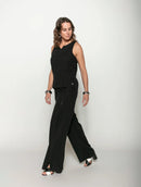 Calça reta com bolsos faca com fendas e detalhe em botões Biamar