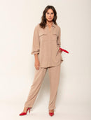 Camisa alongada em viscolinho com botões e bolsos Biamar