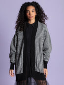Casaco alongado com padronagem em listras e mangas de cava quadrada Biamar