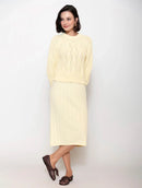 Blusa em algodão com tecimento de folhas  e mangas de cava raglan Biamar