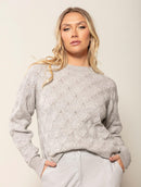 Blusa em ponto losango com gola redonda e mangas de cava quadrada Biamar