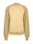 Blusa em algodão com gola redonda e mangas em ponto pipoca de cava raglan Biamar