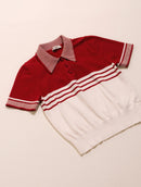 Blusa manga curta de gola polo com padronagem em listras Biamar