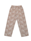 Calça reta com bordados aplicados e bolsos faca Biamar