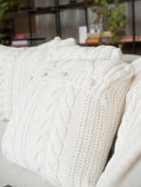 Capa de almofada em algodão com tecimento em tranças e botões Biamar Home