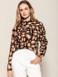 Blusa animal print de gola média e mangas de cava quadrada Biamar