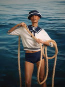 Blusa meia manga com listras em contraste Biamar