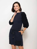 Blusa canelada de gola redonda com manga curta bufante Biamar