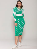 Blusa com padronagem em listras, gola redonda e mangas de cava posta Urbanity