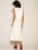 Vestido midi com bolsos e babado Biamar