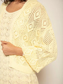 Casaco em algodão com trama vazada e cava posta Biamar