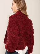 Casaco em ponto laço com mangas bufantes e sem fechamento frontal Biamar