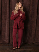 Casaco canelado com pontos estruturados, cinto removível e mangas de cava quadrada Biamar