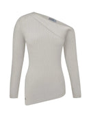 Blusa assimétrica canelada em algodão de ombro único com fendas Biamar