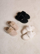 Pantufa oslo em algodão com pele fake e solado elevado Biamar