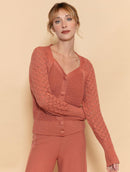 Casaco em algodão com botões e mangas em pontos vazados de cava raglan Urbanity