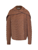 Casaco com gola estilo de capa marinheiro, detalhe transpassado e ponto em trança Biamar