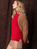 Blusa ampla de gola redonda com fendas e mangas de cava quadrada Biamar