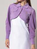 Jaqueta cropped em algodão com botões e mangas de cava posta Urbanity