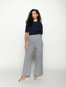 Blusa canelada com gola redonda e mangas curtas Biamar