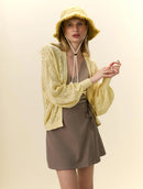 Casaco em algodão com trama vazada e cava posta Biamar