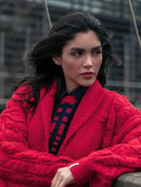 Casaco em ponto laço com mangas bufantes e sem fechamento frontal Biamar