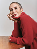 Blusa ampla canelada com gola rolê Biamar