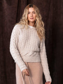 Blusa em pontos vazados com capuz e mangas de cava raglan Biamar