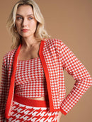 Regata cropped com padronagem em pied de poule e decote quadrado Urbanity