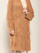 Casaco alongado vazado com mangas de cava quadrada e sem fechamento frontal Biamar