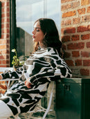 Vestido oversized com padronagem, gola alta e mangas de cava quadrada Biamar