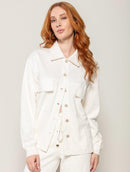 Casaco em algodão com bolsos, botões e mangas de cava quadrada Biamar