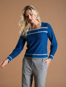 Blusa com padronagem em listras, decote quadrado e mangas de cava posta Urbanity