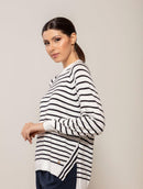 Blusa oversized mullet em listras, gola redonda e mangas de cava raglan Biamar