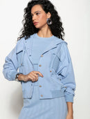 Jaqueta com botões, capuz ajustável, bolsos e mangas de cava quadrada Biamar