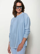 Blusa alongada em algodão com gola redonda, fendas e mangas de cava posta Biamar