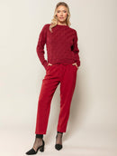 Blusa em ponto losango com gola redonda e mangas de cava quadrada Biamar