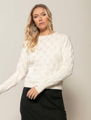 Blusa em ponto losango com gola redonda e mangas de cava quadrada Biamar