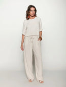 Calça reta com bolsos e cordão ajustável Biamar