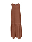 Vestido longo com detalhe vazado e gola redonda Biamar