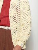 Casaco em algodão vazado com ponto margarida e mangas de cava posta Biamar